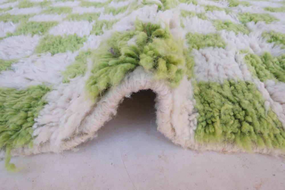 Green Checkered Moroccan Rug 5x8 feet / 244 x 153 cm - Surcoma