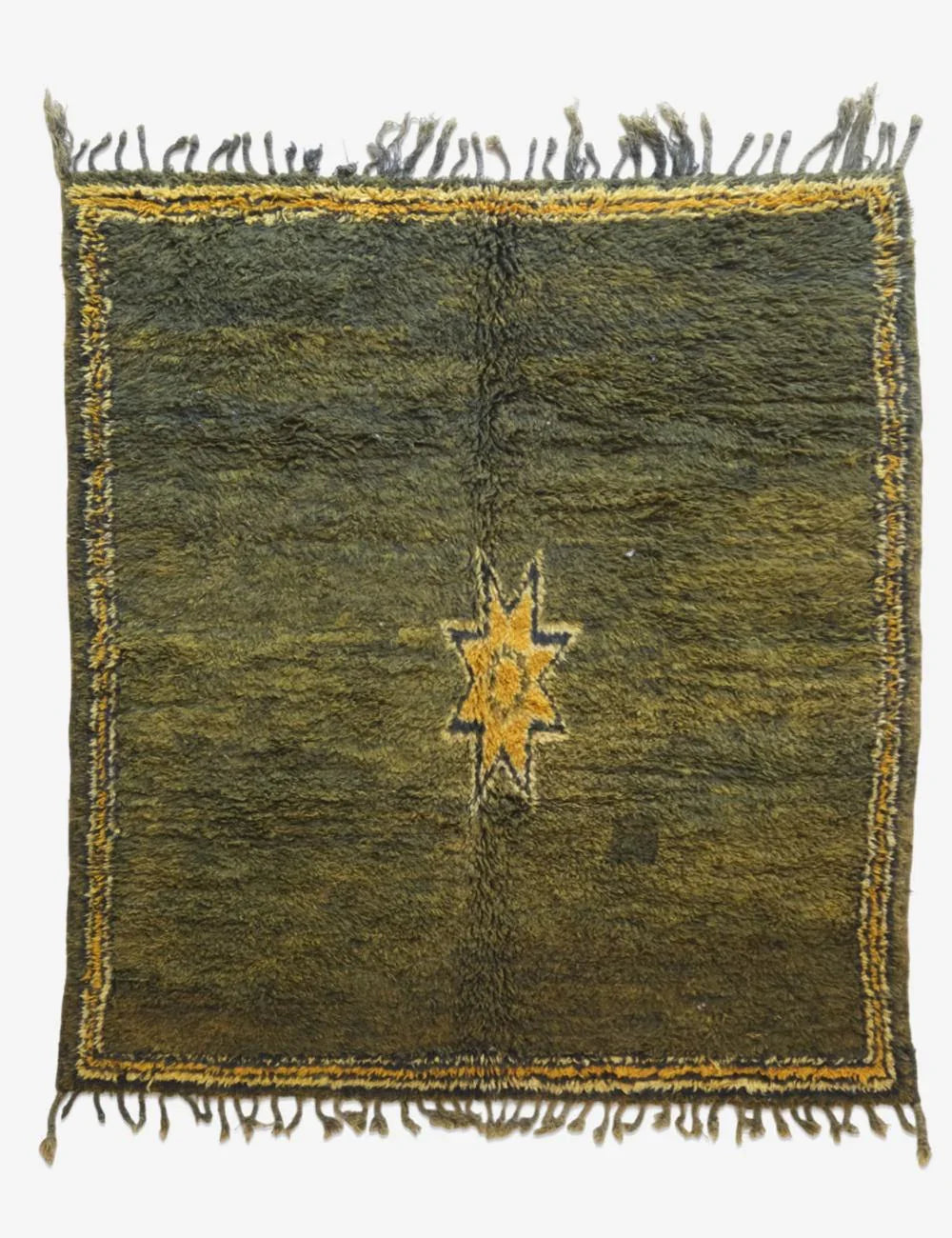 Green Hand-Knotted Moroccan Wool Rug 8.6 x 7 ft / 261 x 214 cm - Surcoma