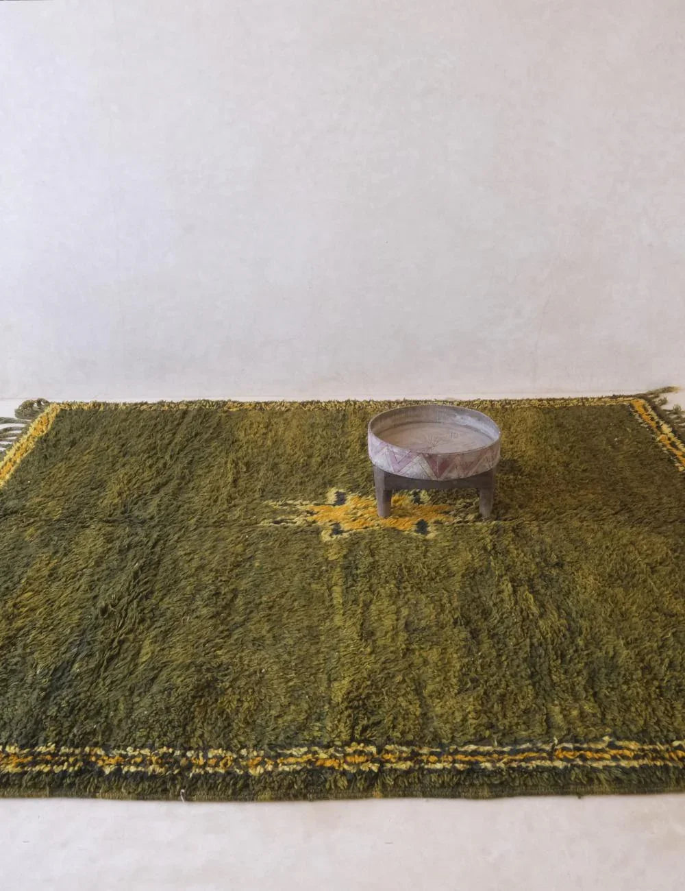 Green Hand-Knotted Moroccan Wool Rug 8.6 x 7 ft / 261 x 214 cm - Surcoma