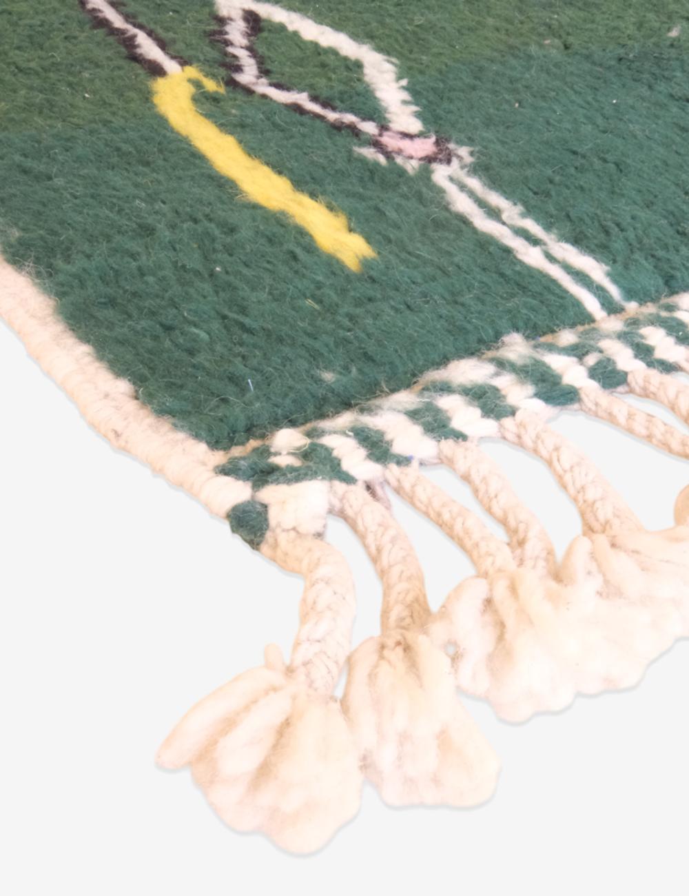 Green Moroccan Handknotted Wool Rug 5.8 x 4.1 ft / 176 x 126 cm