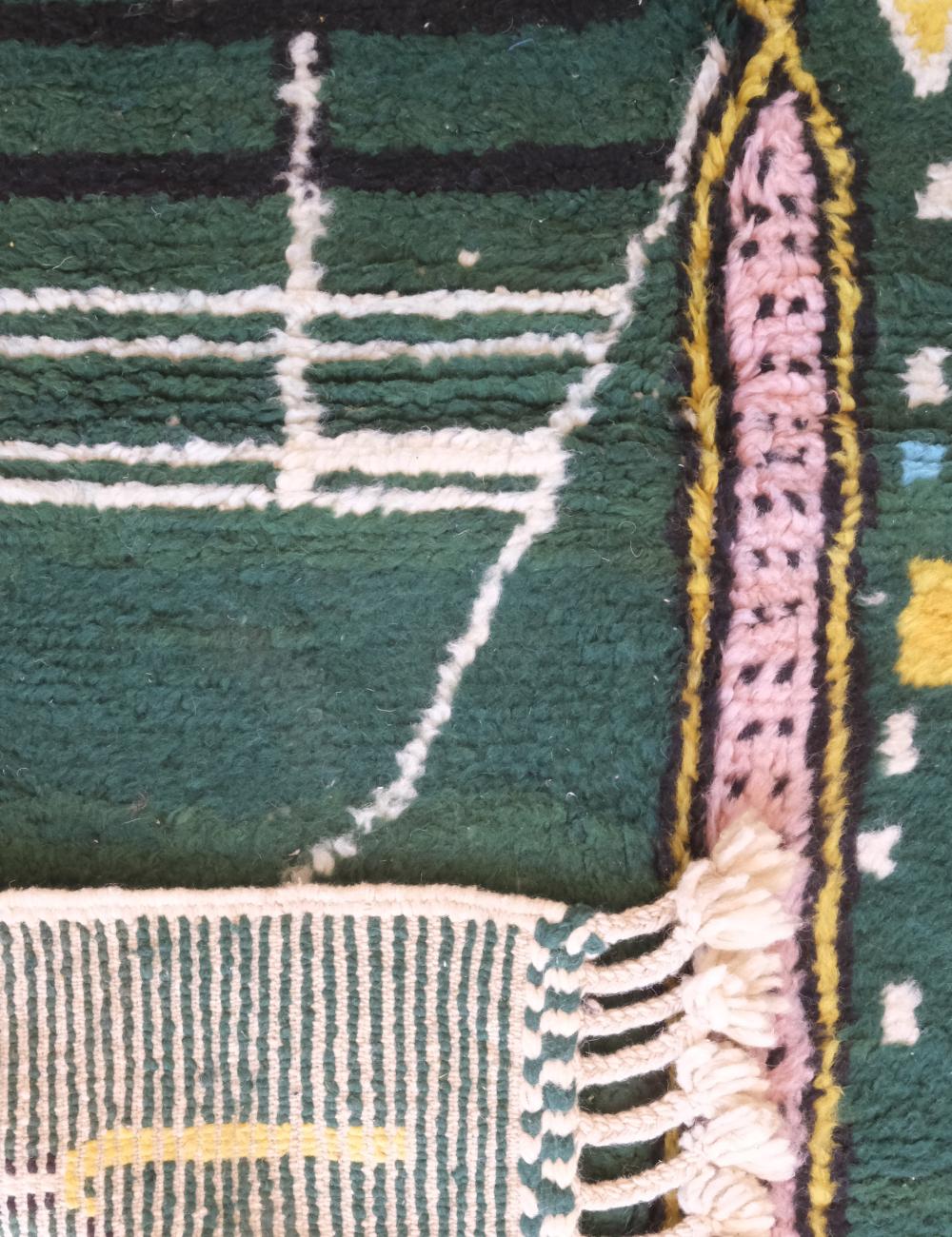 Green Moroccan Handknotted Wool Rug 5.8 x 4.1 ft / 176 x 126 cm