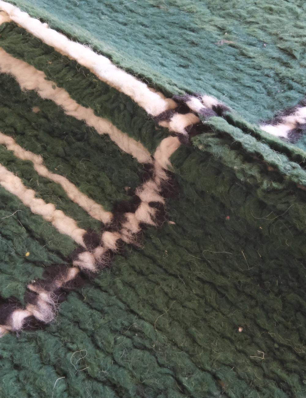 Green Moroccan Handknotted Wool Rug 5.8 x 4.1 ft / 176 x 126 cm