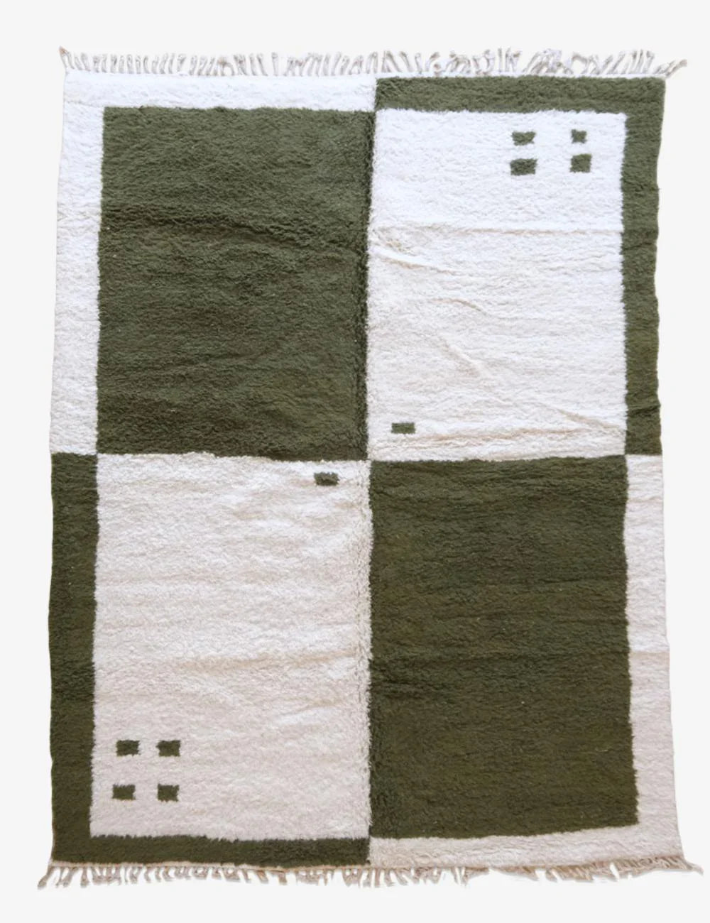 Green Moroccan Wool Rug 11.5 x 8.3 ft / 352 x 254 cm - Surcoma