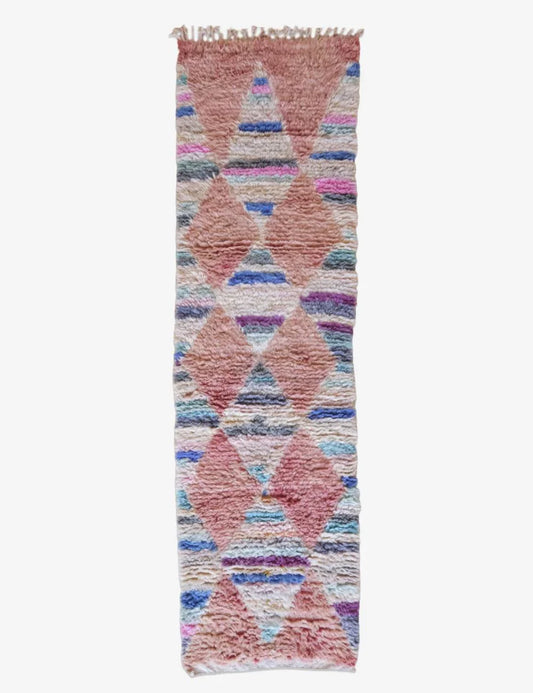 Hand-knotted Moroccan Neutral Runner Rug 9 x 2.5 ft / 273 x 77 cm - Surcoma