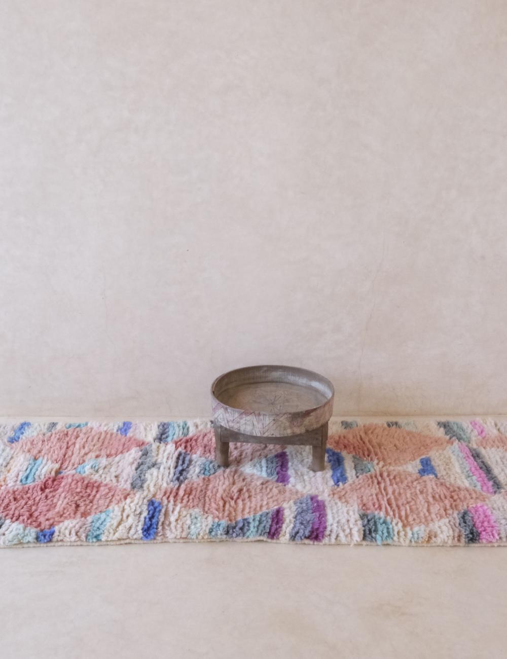 Hand-knotted Moroccan Neutral Runner Rug 9 x 2.5 ft / 273 x 77 cm