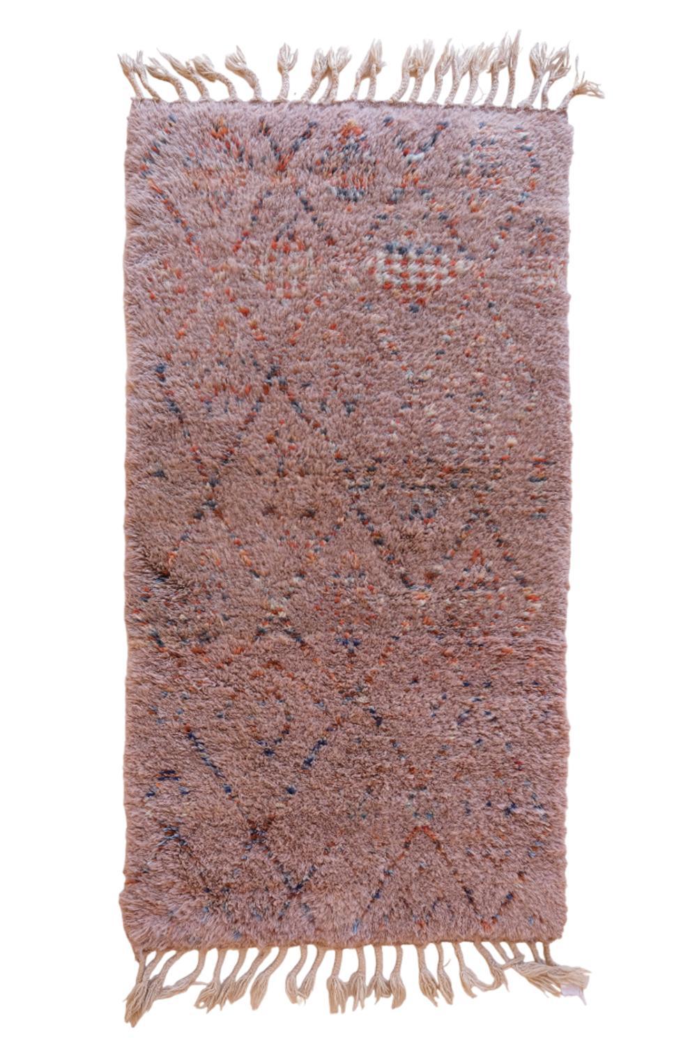 Moroccan Beni Mrirt Taupe Wool Rug 6.6 x 3.4 ft / 200 x 104 cm - Surcoma