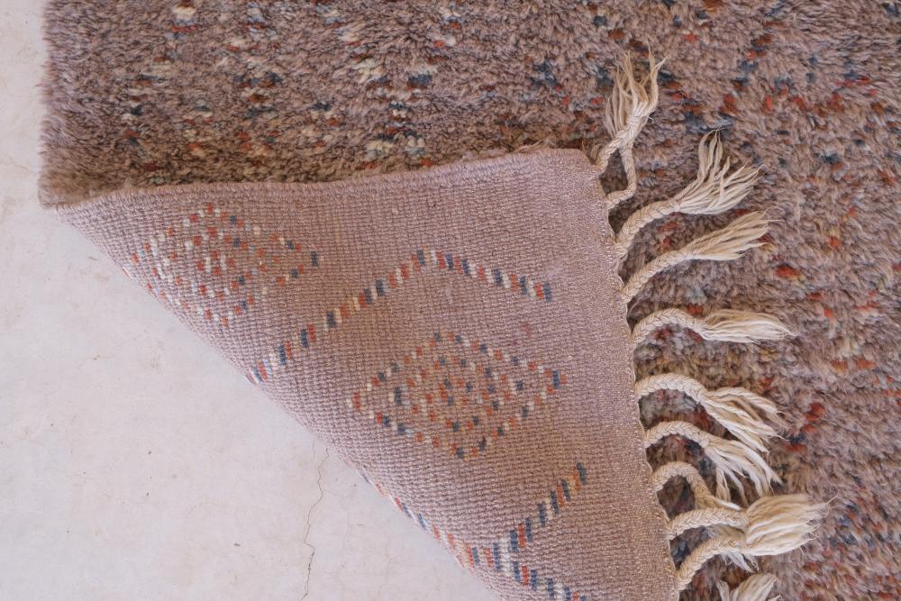 Moroccan Beni Mrirt Taupe Wool Rug 6.6 x 3.4 ft / 200 x 104 cm - Surcoma