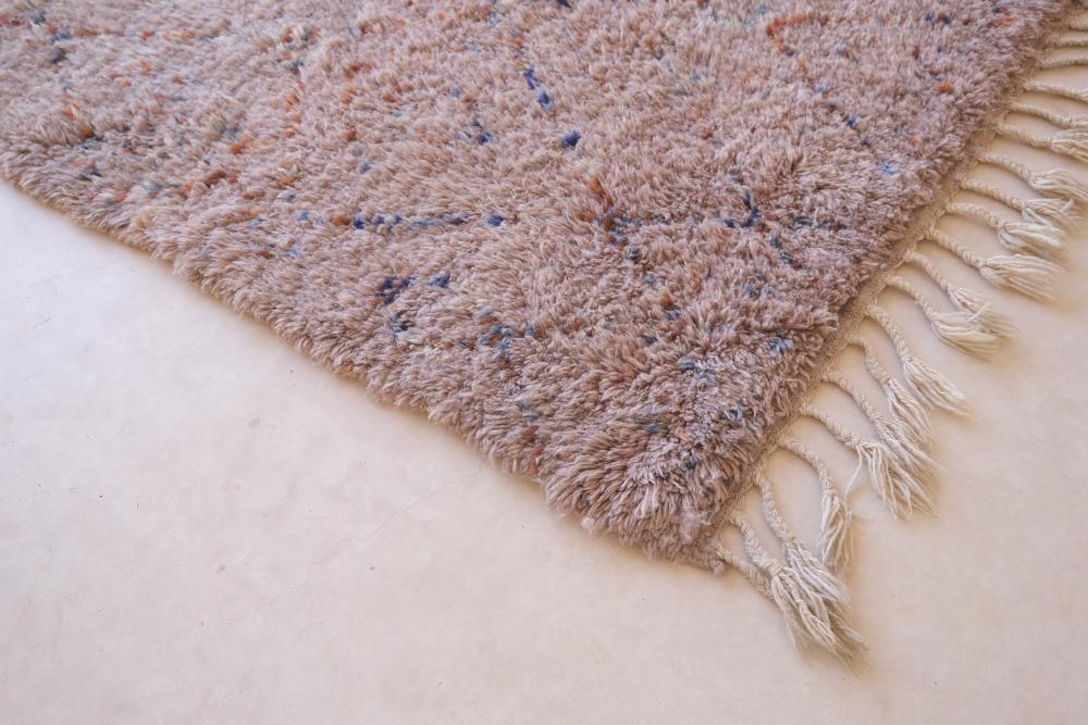 Moroccan Beni Mrirt Taupe Wool Rug 6.6 x 3.4 ft / 200 x 104 cm - Surcoma