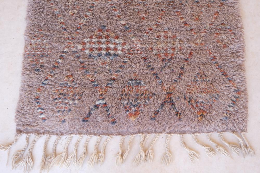 Moroccan Beni Mrirt Taupe Wool Rug 6.6 x 3.4 ft / 200 x 104 cm - Surcoma