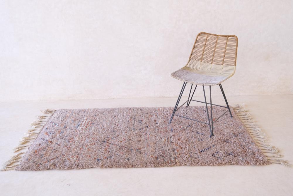 Moroccan Beni Mrirt Taupe Wool Rug 6.6 x 3.4 ft / 200 x 104 cm - Surcoma