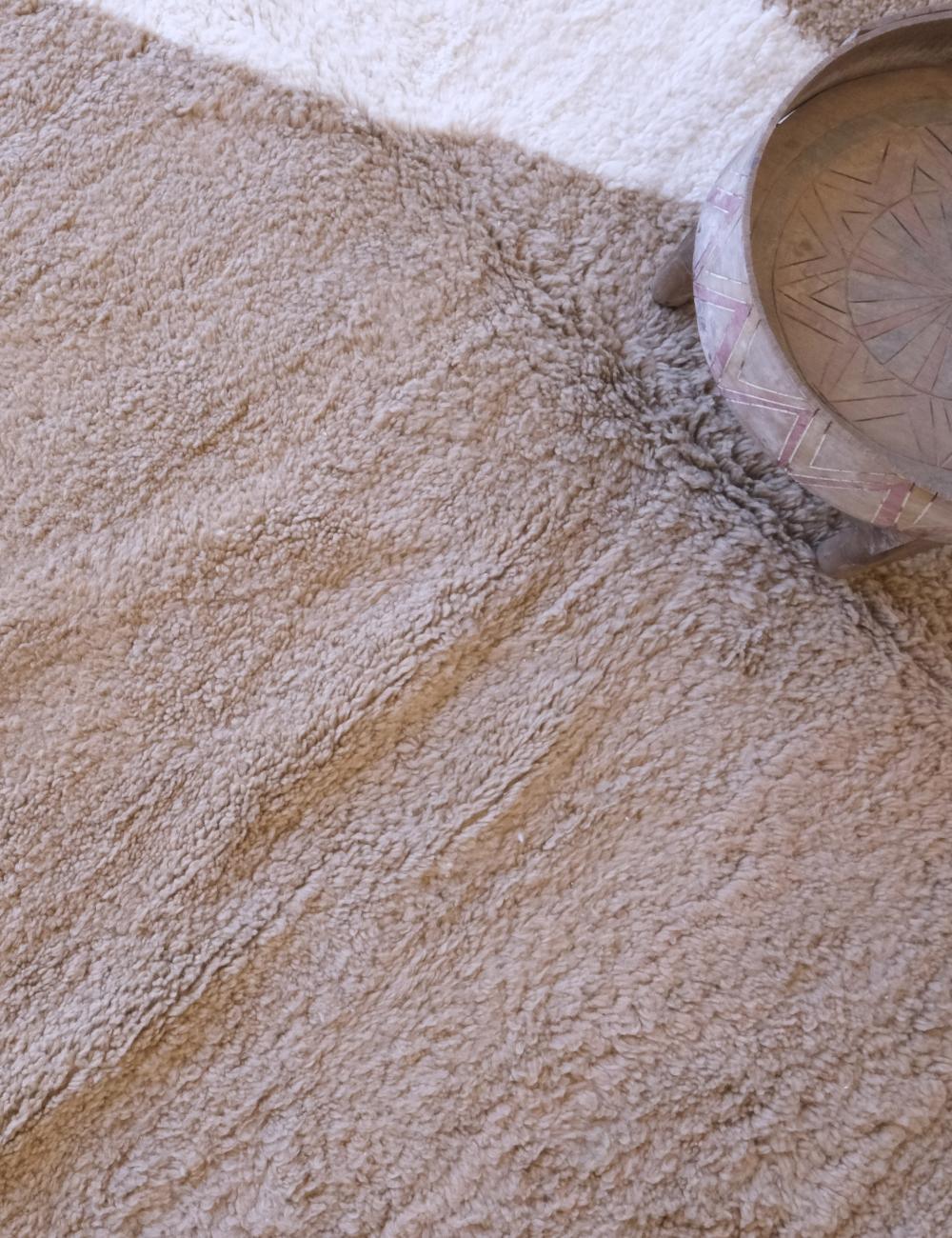 Handwoven Moroccan Tan Wool Rug 11.5 x 8.1 ft / 350 x 248 cm - Surcoma