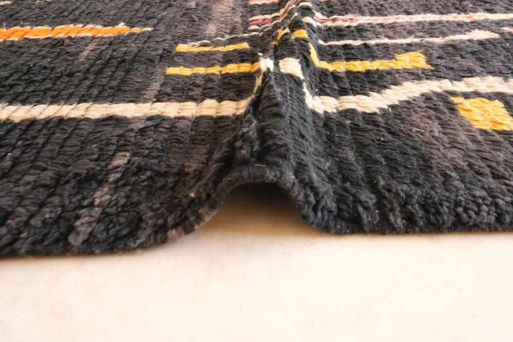 Moroccan Abstract Black Wool Rug 9.4 x 5.9 ft / 287 x 180 cm - Surcoma