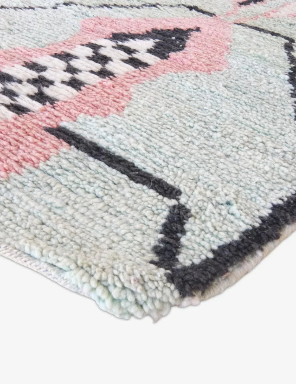 Mint Green Moroccan Runner Rug 9.7 x 2.6 ft / 295 x 82 cm