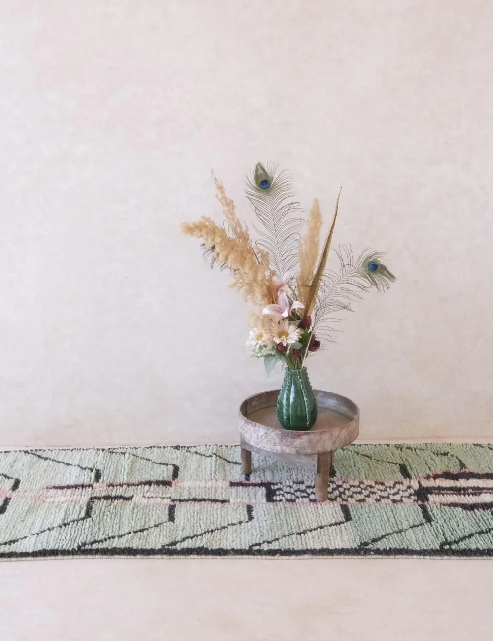 Mint Green Moroccan Runner Rug 9.7 x 2.6 ft / 295 x 82 cm
