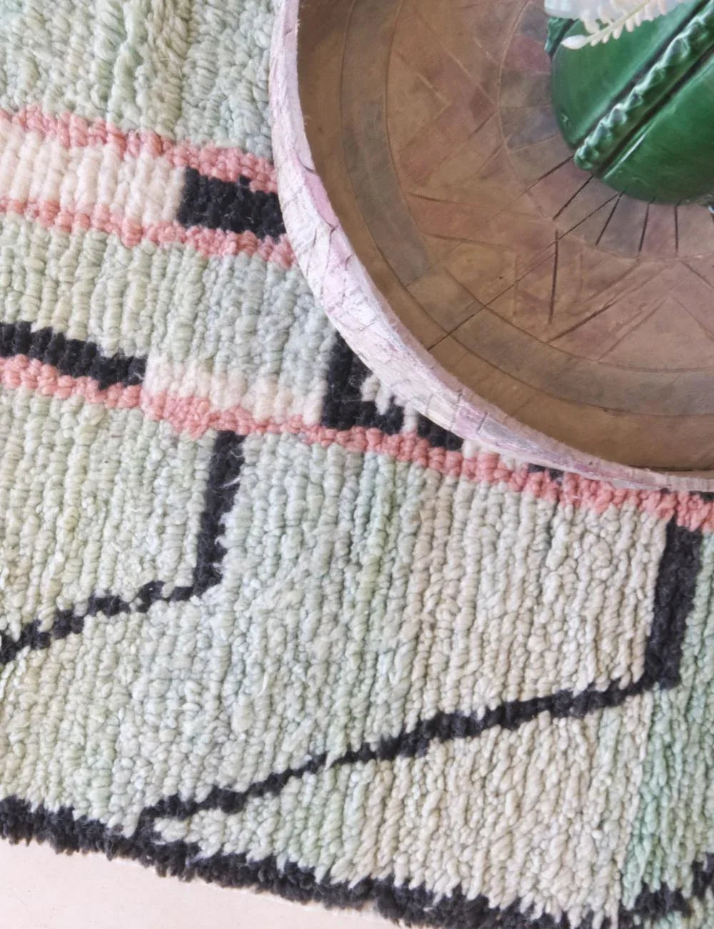 Mint Green Moroccan Runner Rug 9.7 x 2.6 ft / 295 x 82 cm