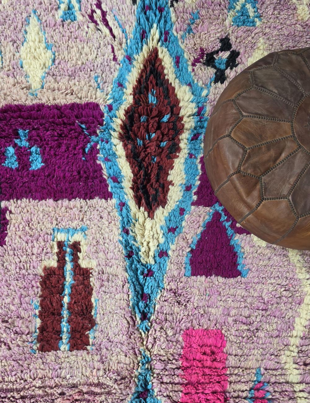 Mauve Handwoven Berber Wool Rug 9.7 x 5.6 ft / 296 x 172 cm