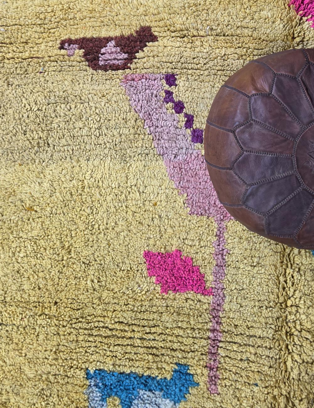 Yellow Floral Handwoven Berber Wool Rug 10 x 6.7 ft / 306 x 206 cm