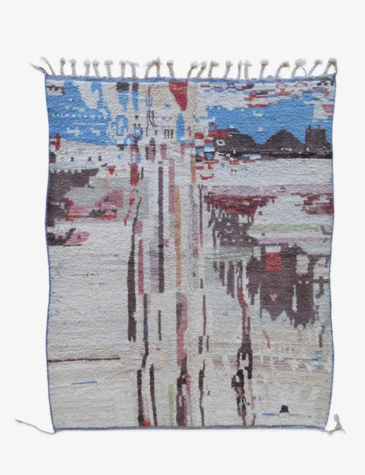 Moroccan Abstract Wool Rug 7.9 x 6 ft / 240 x 185 cm - Surcoma