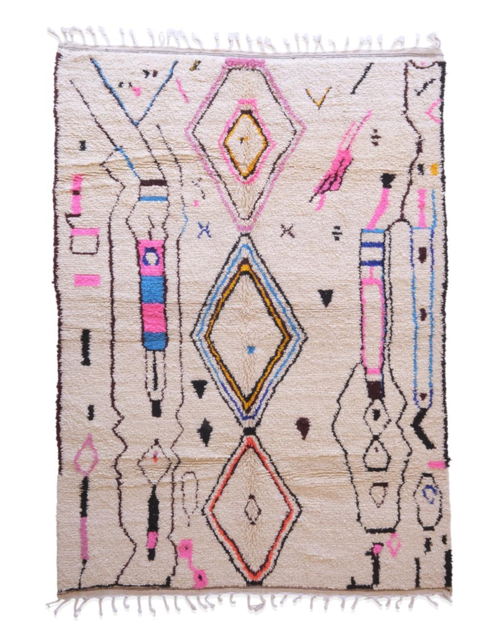 Moroccan Azilal Wool Rug 9.9 x 6.5 ft / 303 x 200 cm - Surcoma