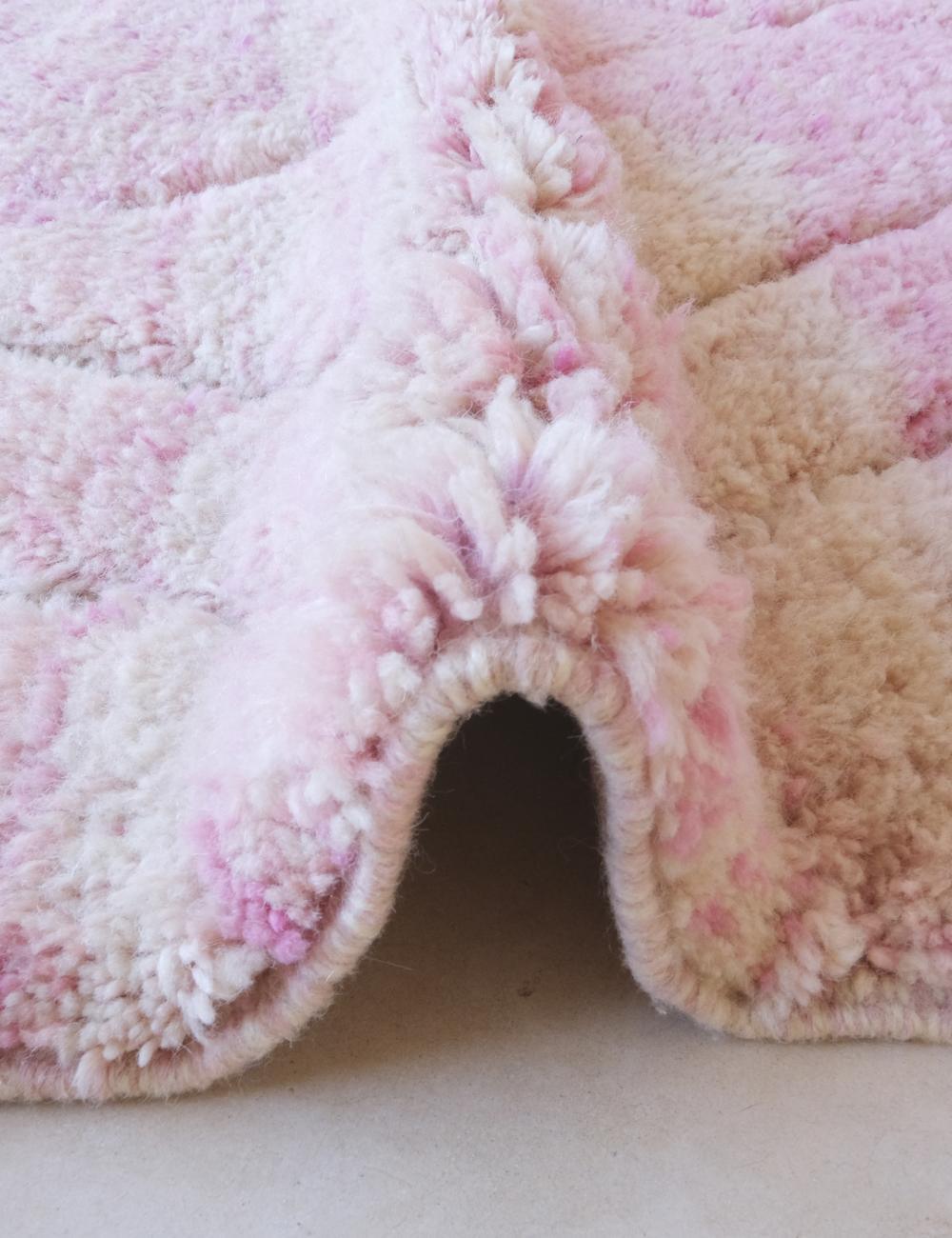 Moroccan Soft Pink Shag Wool Rug 5.1 x 3.7 ft / 155 x 114 cm - Surcoma