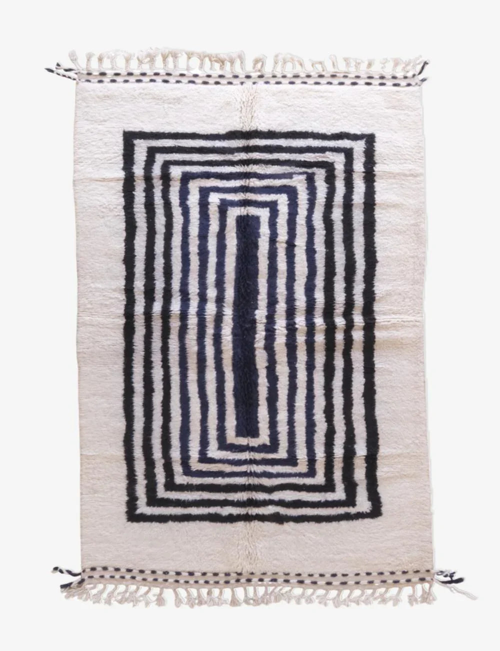 Moroccan Black and White Wool Rug 8.8 x 5.7 ft / 268 x 175 cm - Surcoma