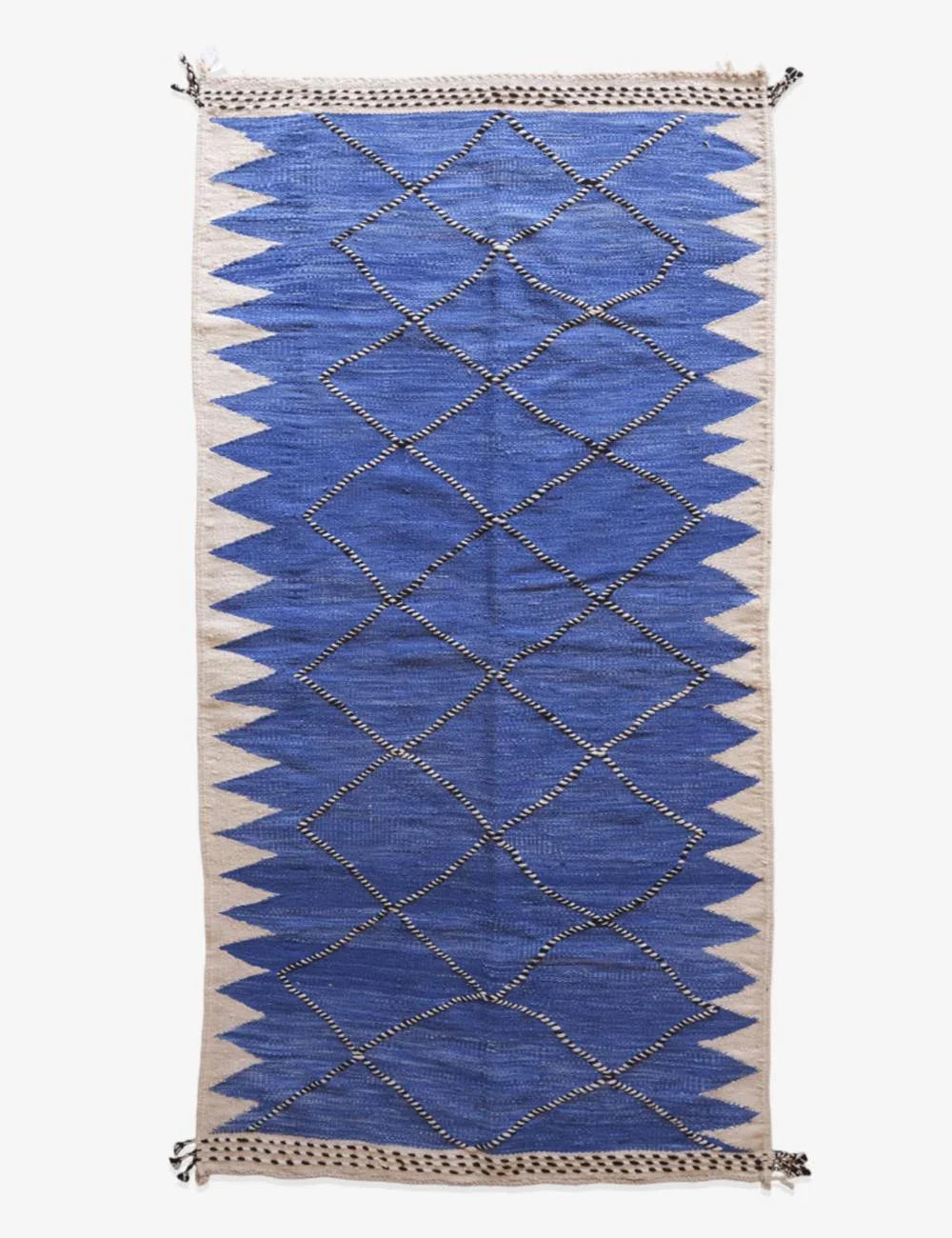 Moroccan Blue Flatwoven Rug 9 x 4.4 ft / 274 x 135 cm - Surcoma