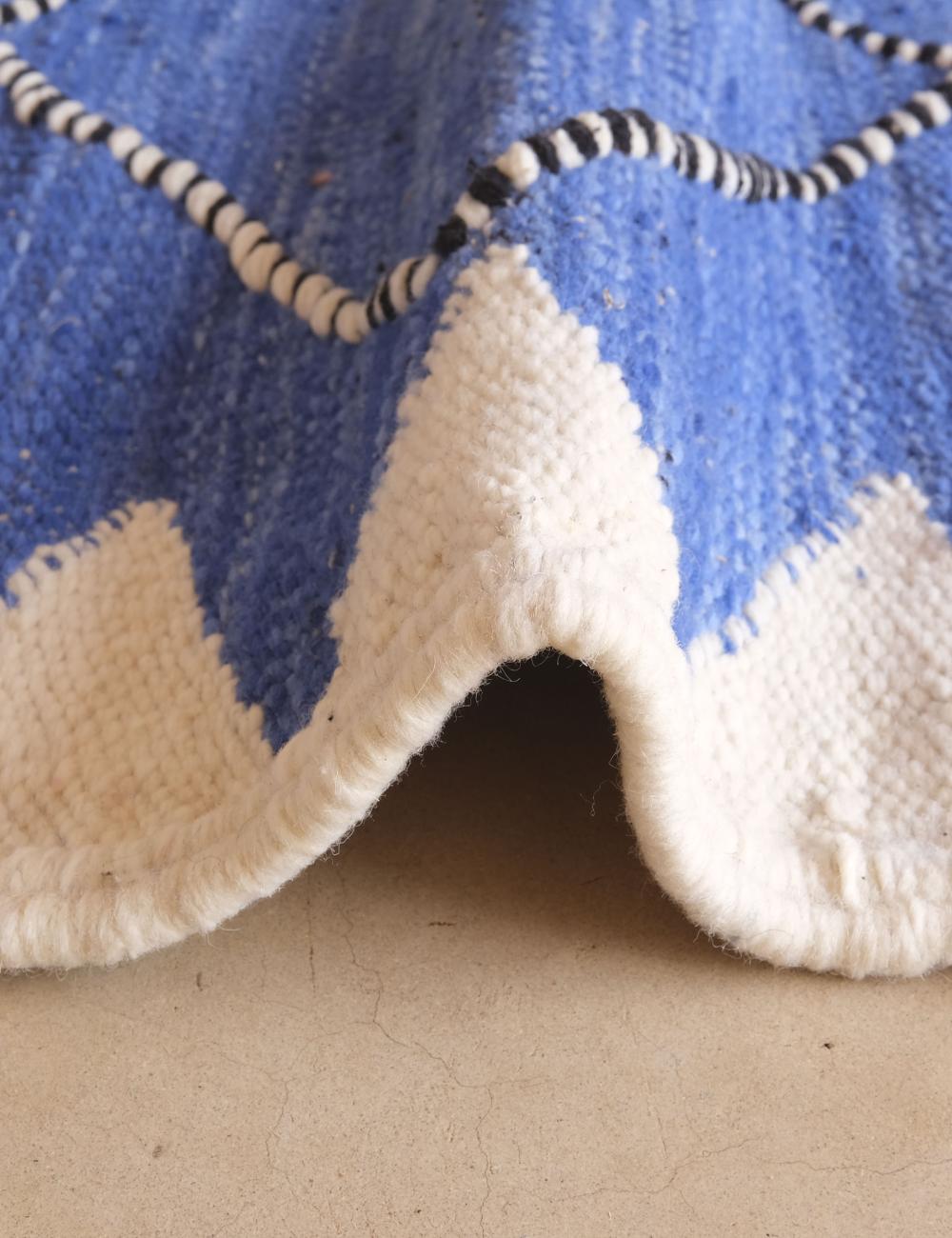 Moroccan Blue Flatwoven Rug 9 x 4.4 ft / 274 x 135 cm