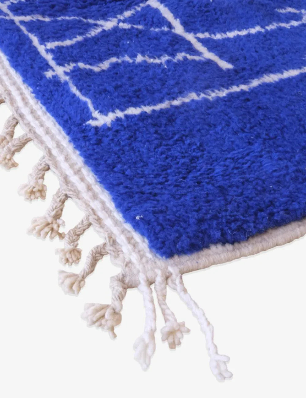 Moroccan Blue Handknotted Wool Rug 5.7 x 4 ft / 173 x 124 cm - Surcoma