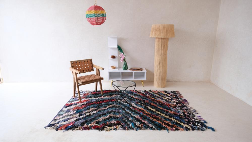 Moroccan Boucherouite Rug 7.7 x 5.1 ft / 234 x 158 cm - Surcoma