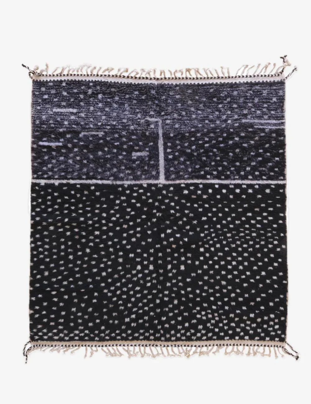Black Moroccan Rug 6.9 x 6.2 ft / 211 x 191 cm - Surcoma
