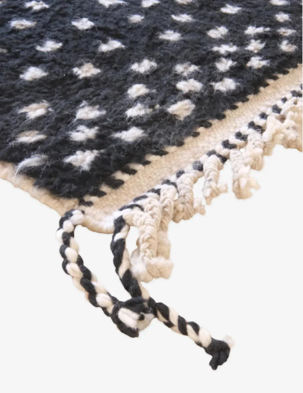 Black Moroccan Rug 6.9 x 6.2 ft / 211 x 191 cm - Surcoma