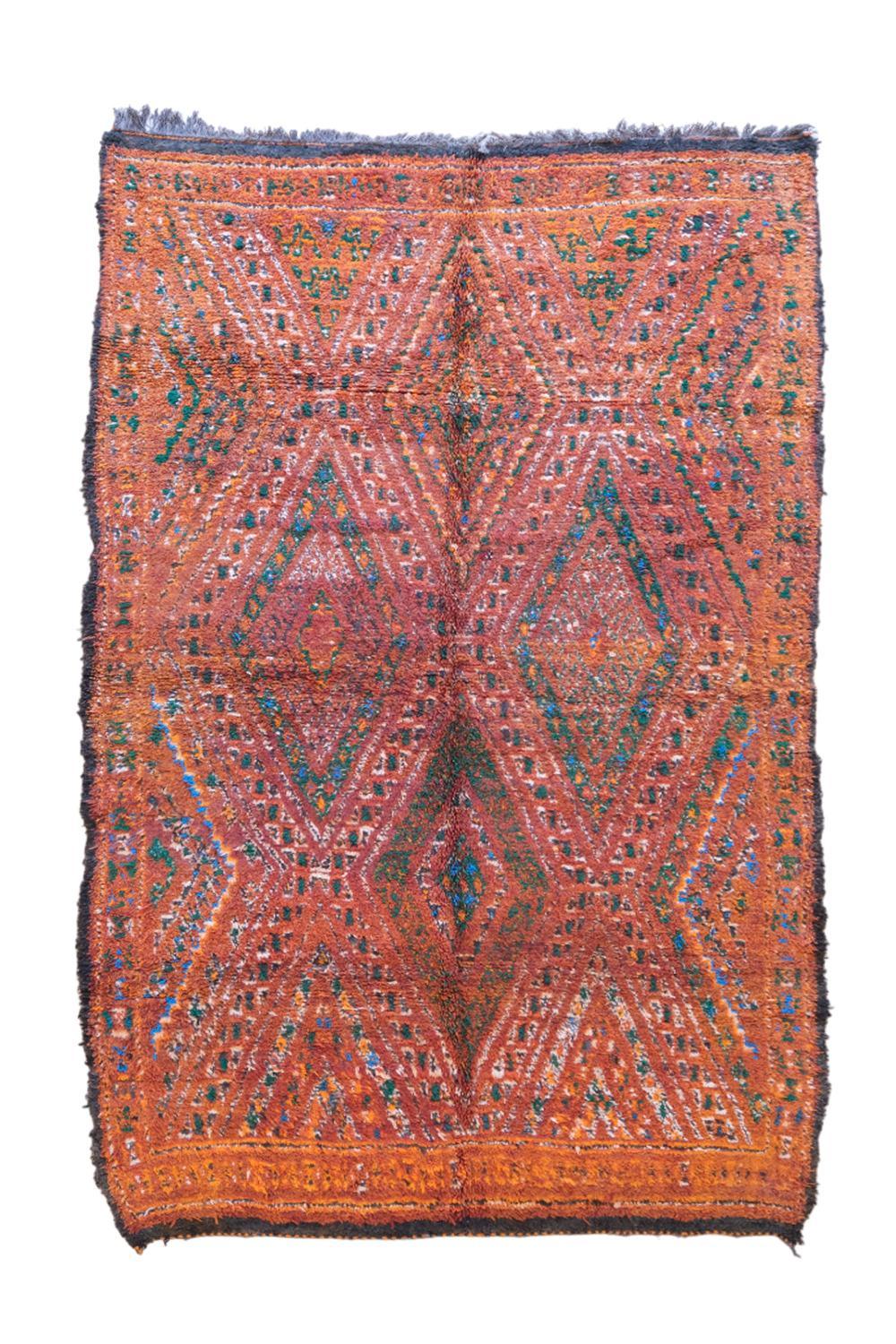 Moroccan Beni M'Guild Wool Rug 10.4 x 6.6 ft / 318 x 203 cm - Surcoma