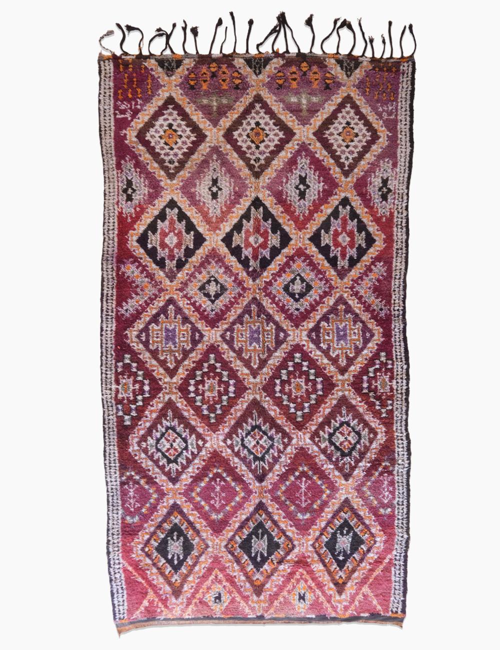 Vintage 1960s Moroccan Berber Rug 13.1 x 6.8 ft / 400 x 210 cm - Surcoma