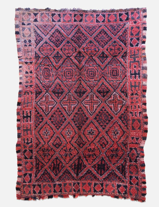 Faded Red Moroccan Wool Rug 10.9 x 6.8 ft / 332 x 210 cm - Surcoma