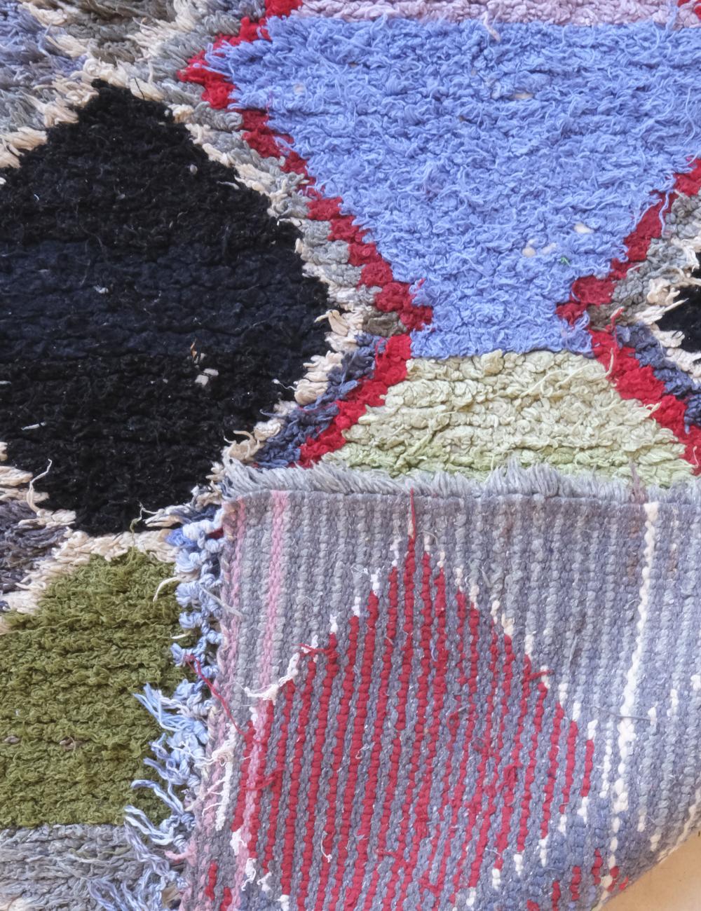 Close-up of a textured fabric with multicolor pattern