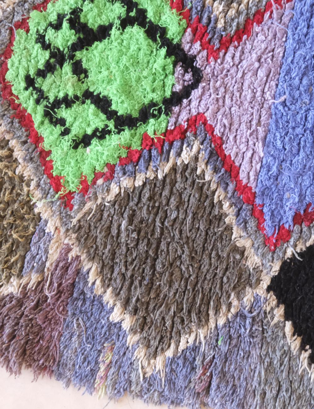 Close-up of a textured fabric with colorful patterns