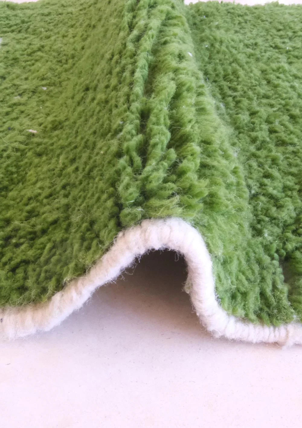 Moroccan Handknotted Green Runner Rug 12.6 x 2.3 ft / 383 x 70 cm - Surcoma