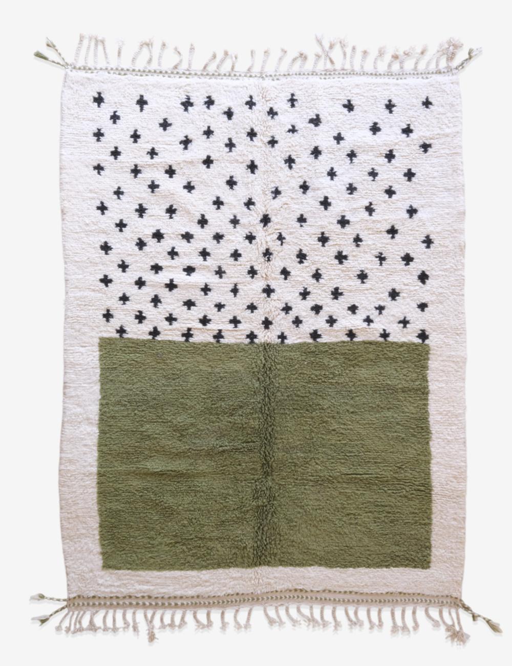 Moroccan Green Handmade Rug 10.3 x 7.3 ft / 313 x 224 cm