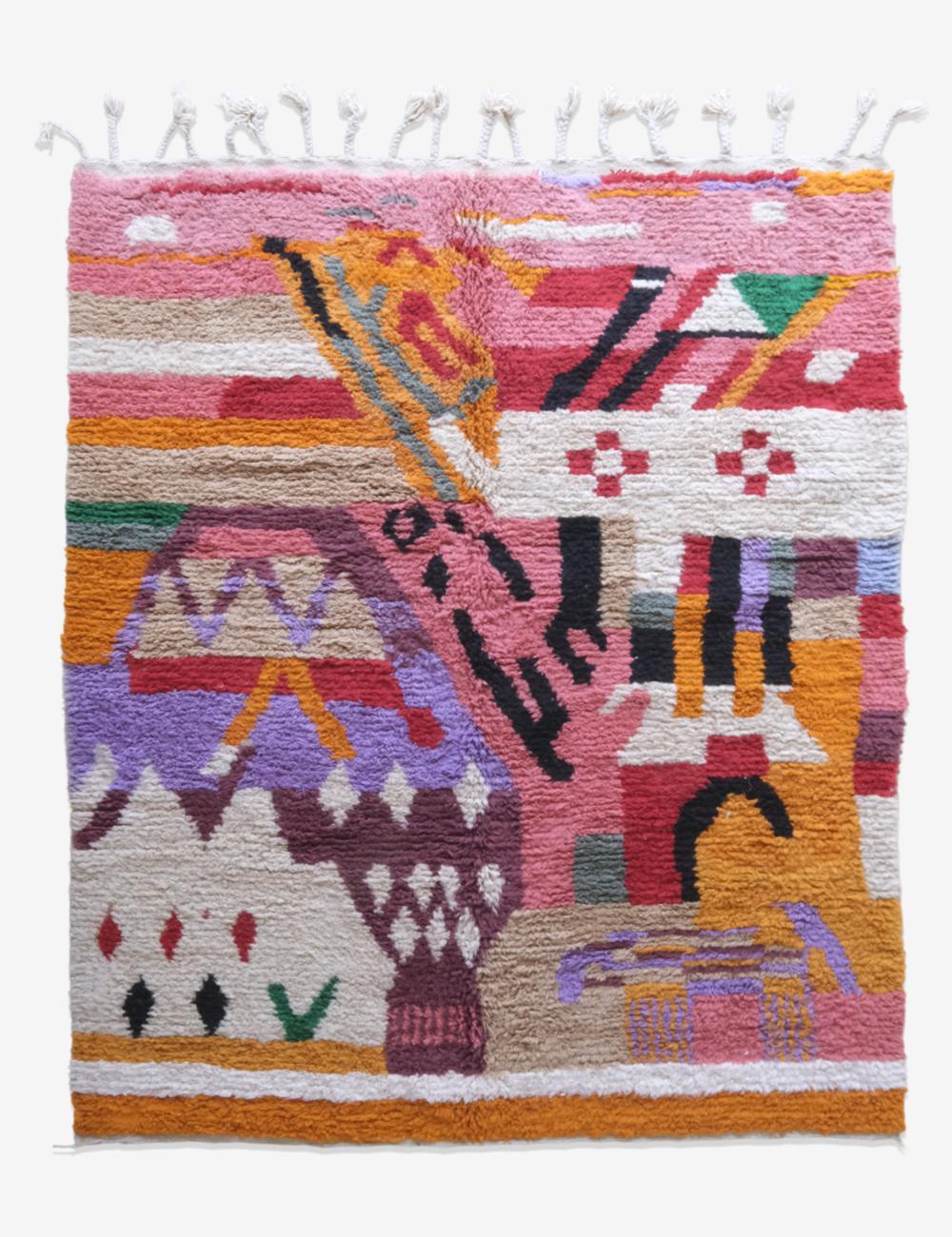 Moroccan Handknotted Colorful Wool Rug 8.9 x 6.9 ft / 270 x 213 cm