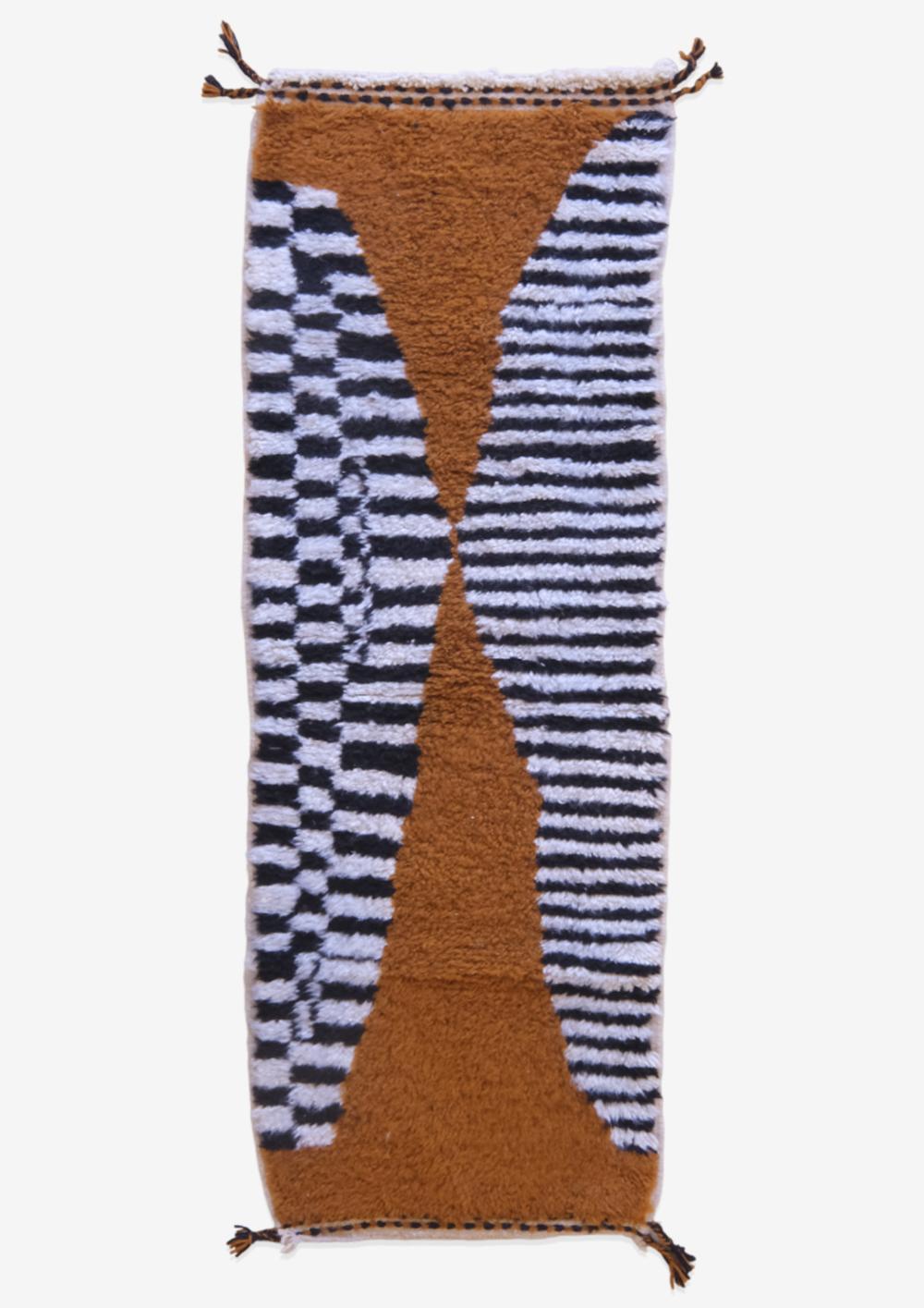 Moroccan Handknotted Wool Rug 6.1 x 2.1 ft / 185 x 65 cm