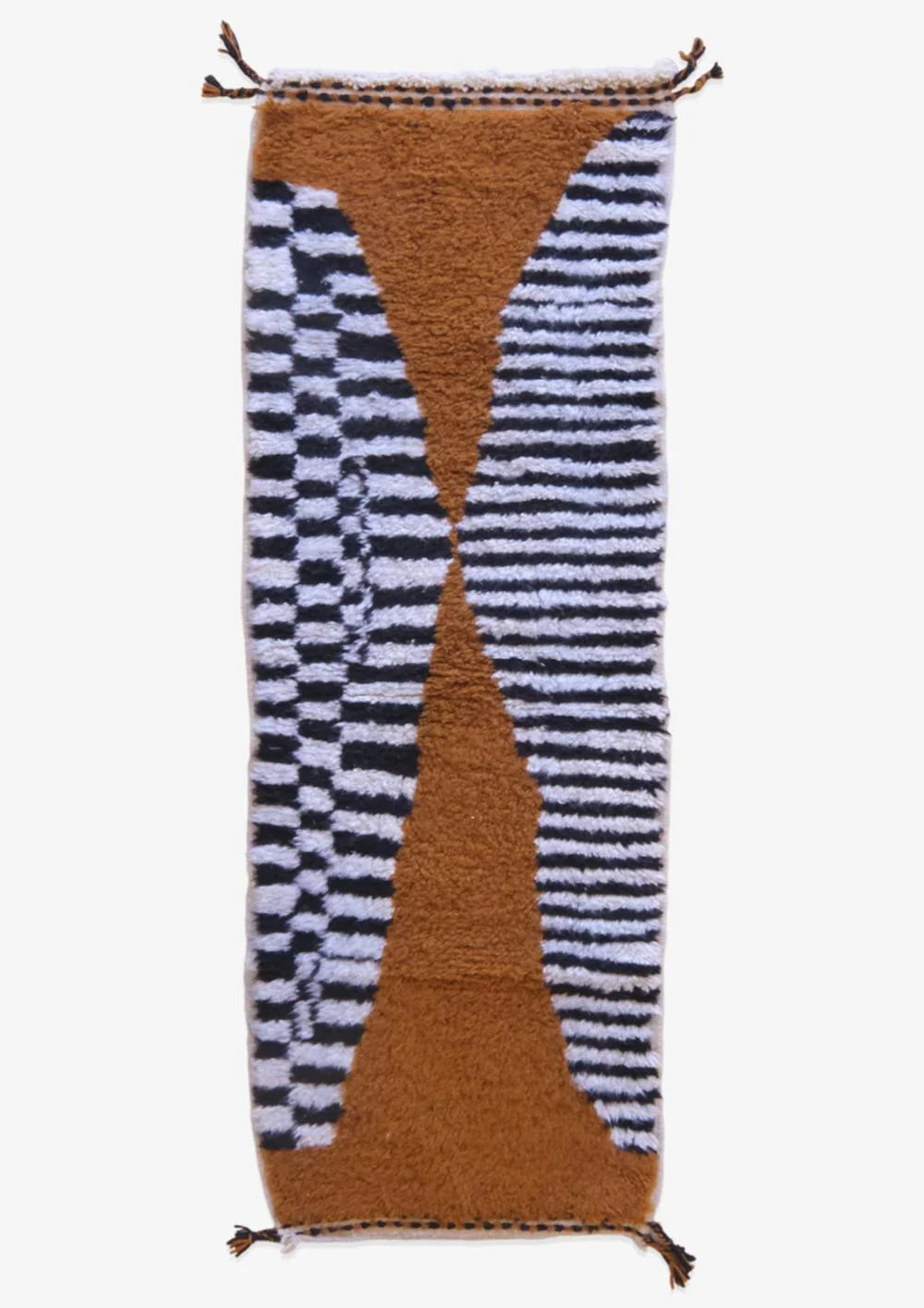 Moroccan Handknotted Wool Rug 6.1 x 2.1 ft / 185 x 65 cm - Surcoma
