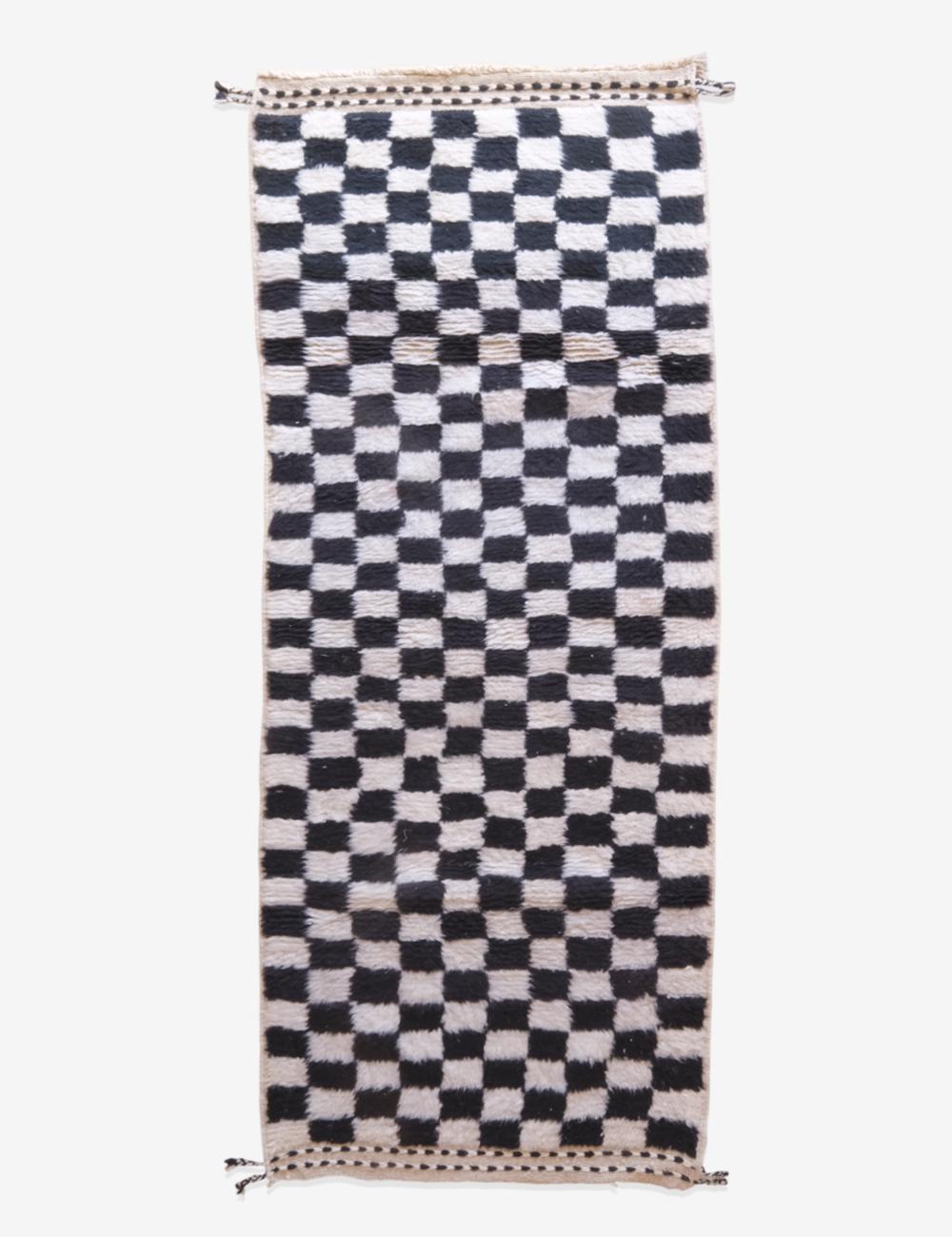 Moroccan Checkered Rug 8.5 x 3.4 ft / 260 x 104 cm