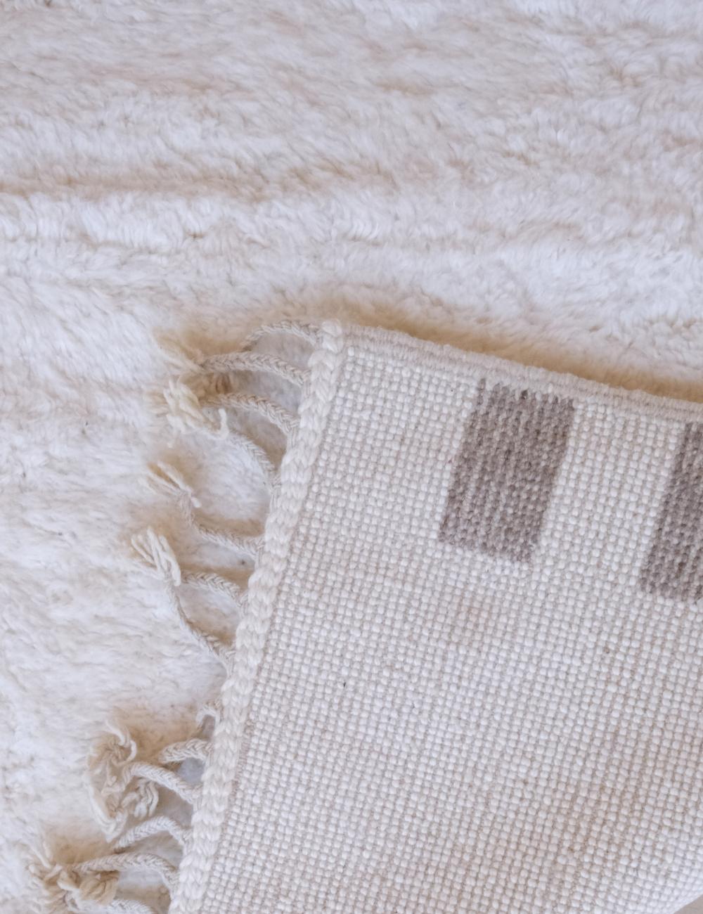 Handwoven Moroccan White Rug 11.5 x 8.2 ft / 350 x 250 cm