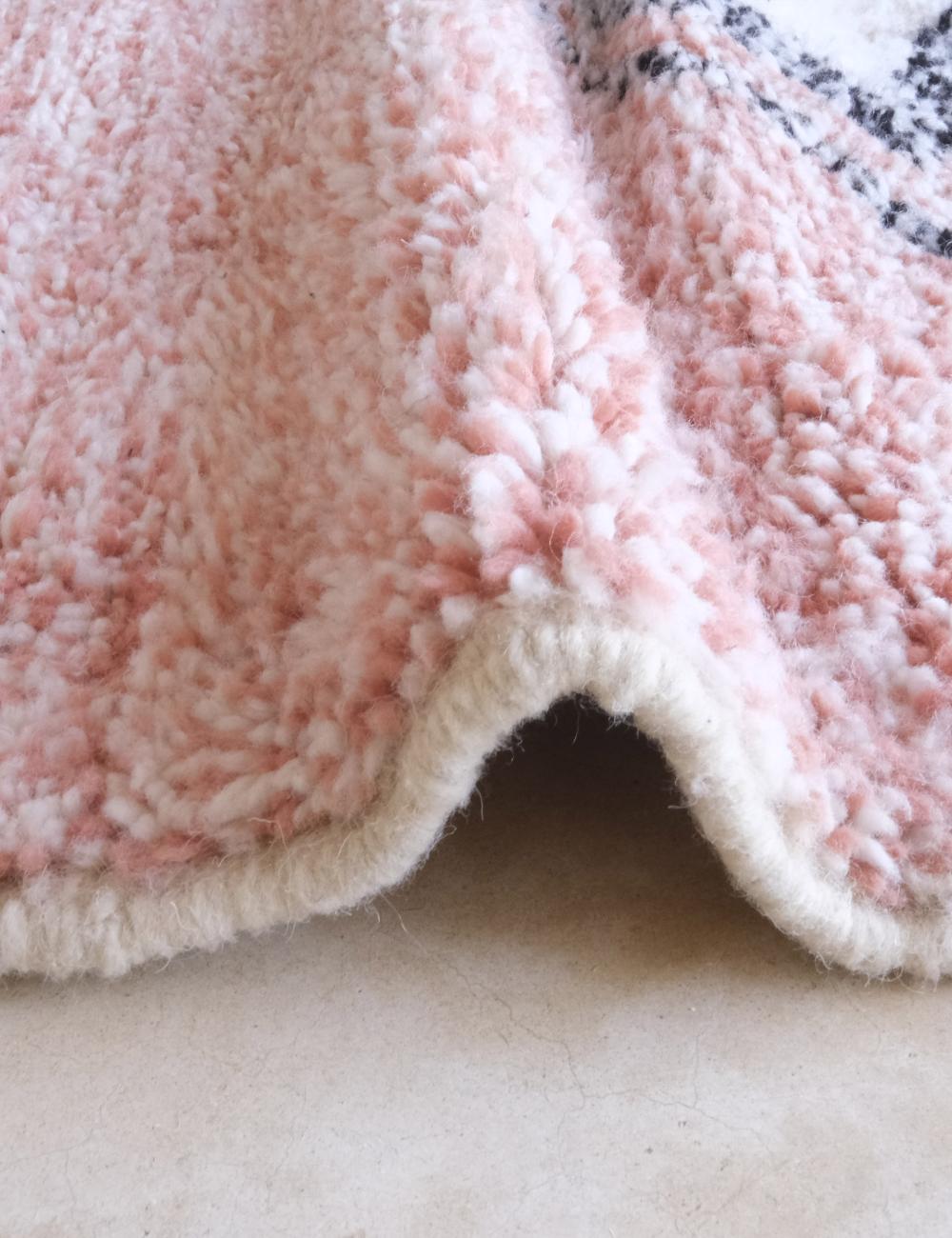 Moroccan Authentic Pink Wool Rug 7.9 x 7.8 ft / 242 x 238 cm