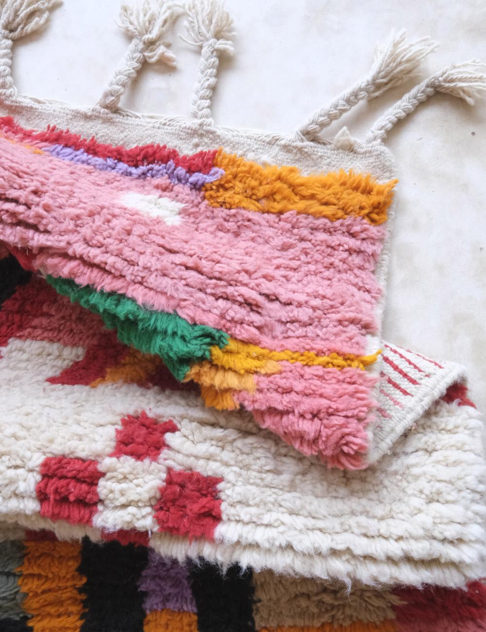 Moroccan Handknotted Colorful Wool Rug 8.9 x 6.9 ft / 270 x 213 cm