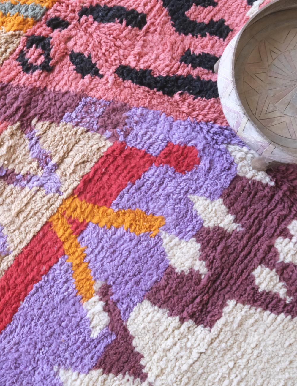 Moroccan Handknotted Colorful Wool Rug 8.9 x 6.9 ft / 270 x 213 cm