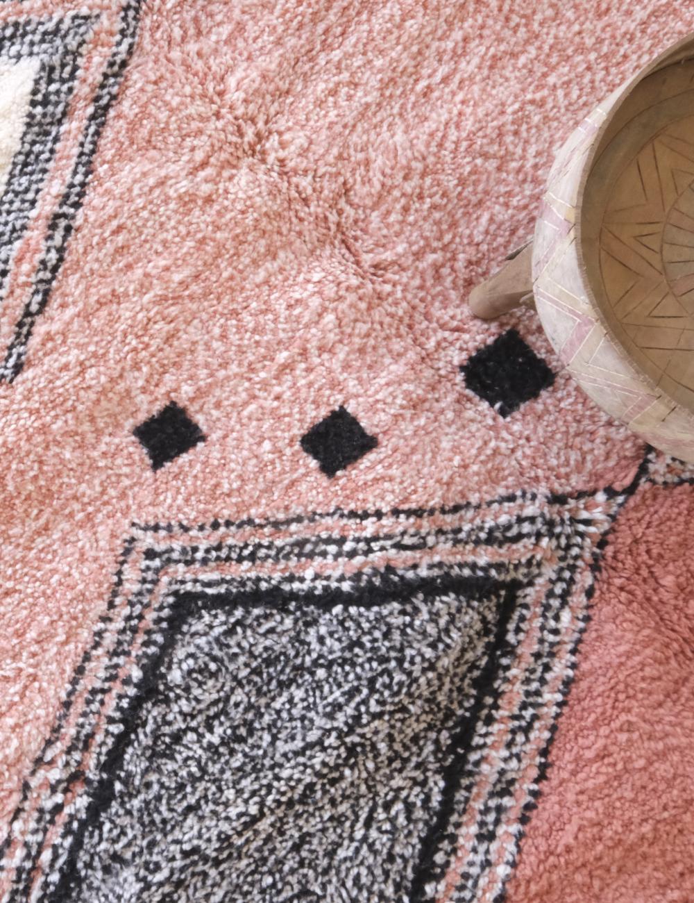 Moroccan Authentic Pink Wool Rug 7.9 x 7.8 ft / 242 x 238 cm