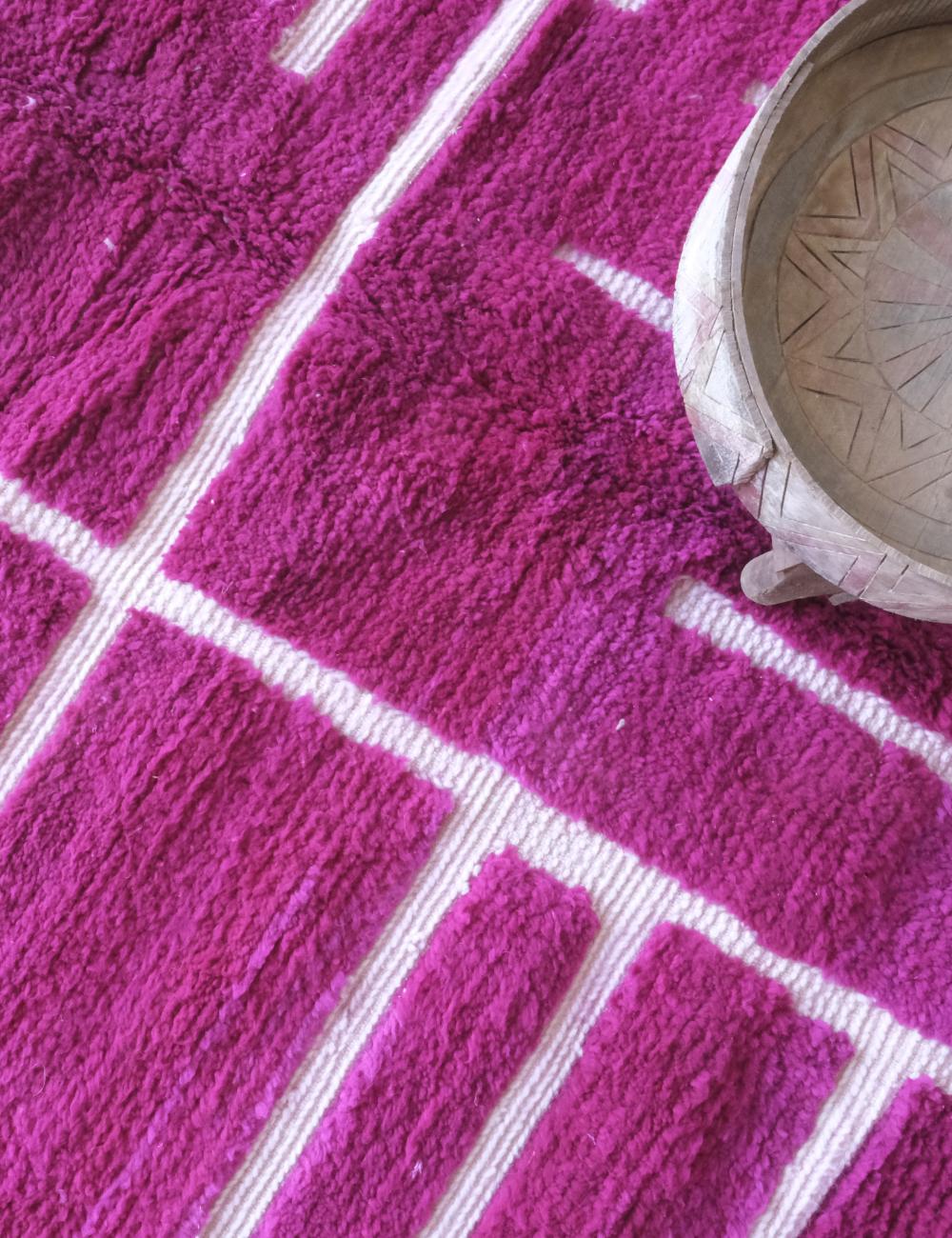 Moroccan Magenta Wool Rug 8.2 x 6.3 ft / 249 x 192 cm