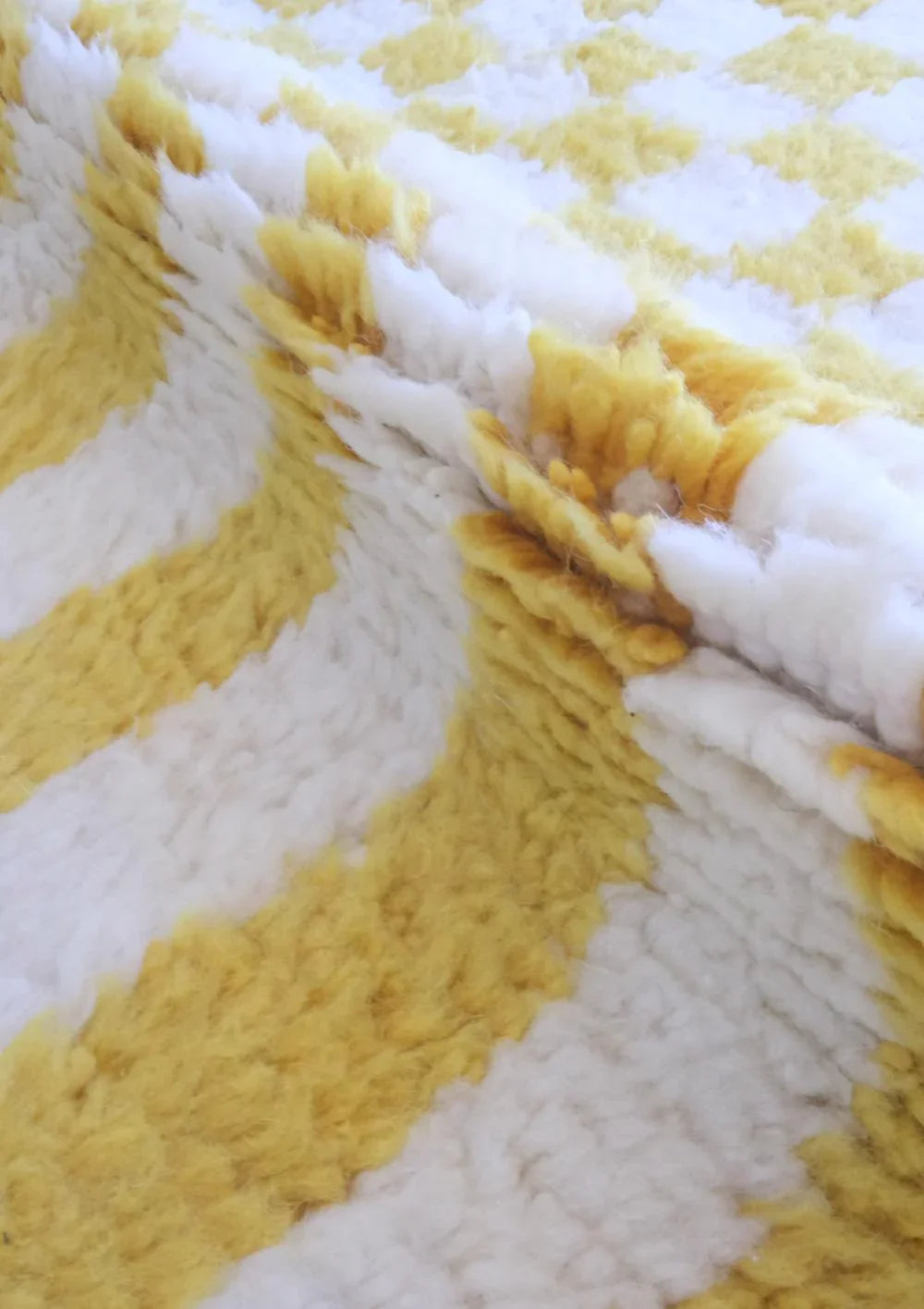 Moroccan Handknotted Yellow Striped Rug 6.8 x 3.3 ft / 206 x 101 cm - Surcoma