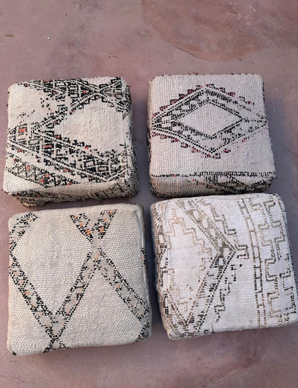 Moroccan Marmoucha Wool Pouf - Surcoma